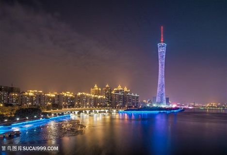 珠江风光夜色景色景点背景图片