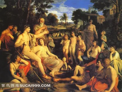 阿波罗在牧人中西方油画