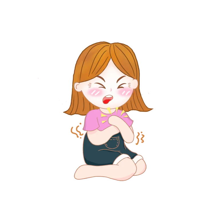 胸口难受心脏疼的中年女性插画