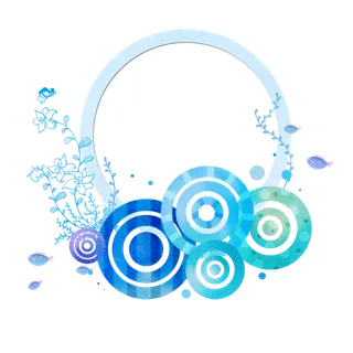 蓝色圆形装饰卡通边框