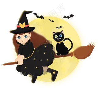 卡通万圣节手绘人物可爱小女孩