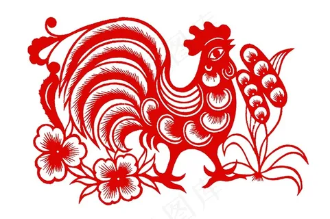 精致鸡年剪纸图