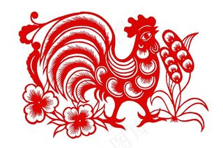 精致鸡年剪纸图