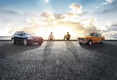 宝马汽车夕阳场景超高清宣传大图 宝马汽车夕阳场景超高清宣传大图