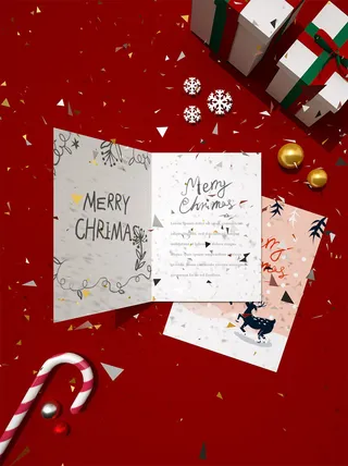 圣诞明信片礼物样片PSD素材