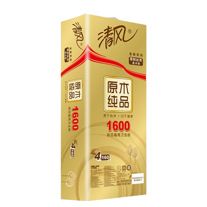 清风原木金装卷纸4层160gx10卷超市商品白底图免抠实物摄影png格式图片透明底