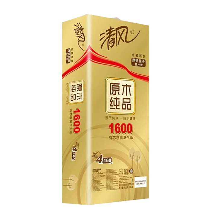 清风原木金装卷纸4层160gx10卷超市商品白底图免抠实物摄影png格式图片透明底