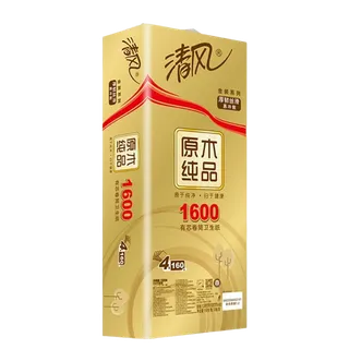 清风原木金装卷纸4层160gx10卷超市商品白底图免抠实物摄影png格式图片透明底