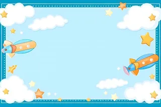 蓝色白云儿童边框背景