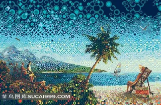 高清圆点艺术设计海边沙滩景点