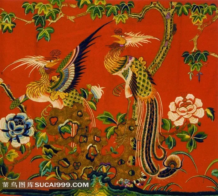精美的凤凰吉祥图案刺绣艺术