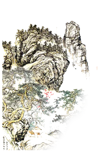 山水画素材中国风水墨画素材元素中国画