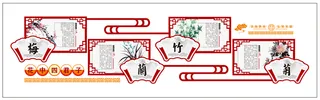 校园文化墙展板 梅兰竹菊
