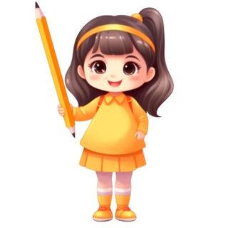 橙色女孩拿着笔免抠