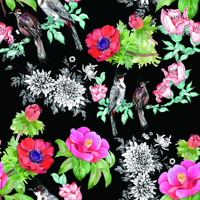 花卉唯美手绘花朵面料纹理手机壳布料面料印花服装矢量图案素材