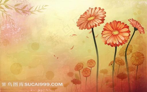 手绘精美菊花背景素材