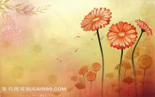 手绘精美菊花背景素材