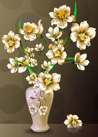 油画花瓶欧式装饰画