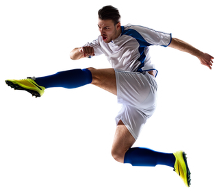 足球运动员踢球射门免抠