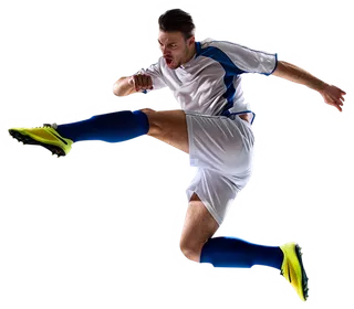 足球运动员踢球射门免抠