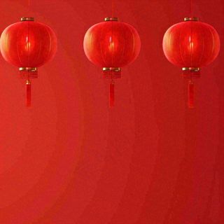 中国红创意喜庆灯笼，元旦新年小年除夕