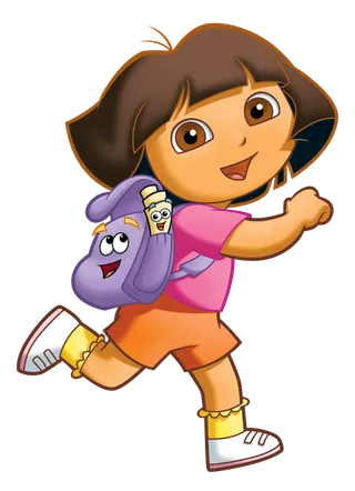 小女孩背包奔跑