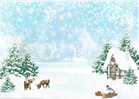 圣诞节蓝天白色风景背景墙 圣诞节蓝天白色风景背景墙