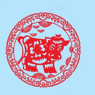 牛年剪纸 剪纸风元素