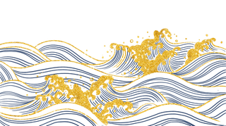 中国风鎏金浪花波浪背景免抠