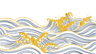 中国风鎏金浪花波浪背景免抠