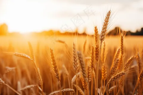 金黄小麦麦田成熟摄影图
