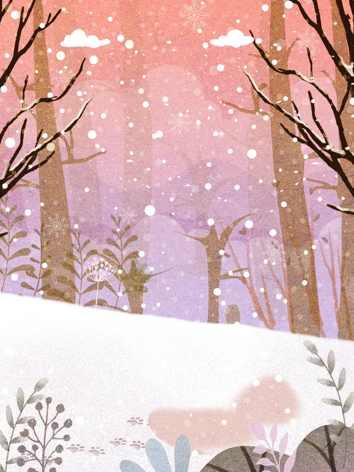 唯美小清新雪花冬天背景素材
