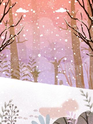 唯美小清新雪花冬天背景素材