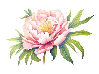 牡丹花粉色插画免抠