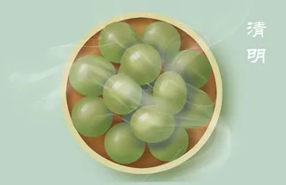 清新风清明节旅游踏青青团春天手绘插画春季海报psd设计素材背景