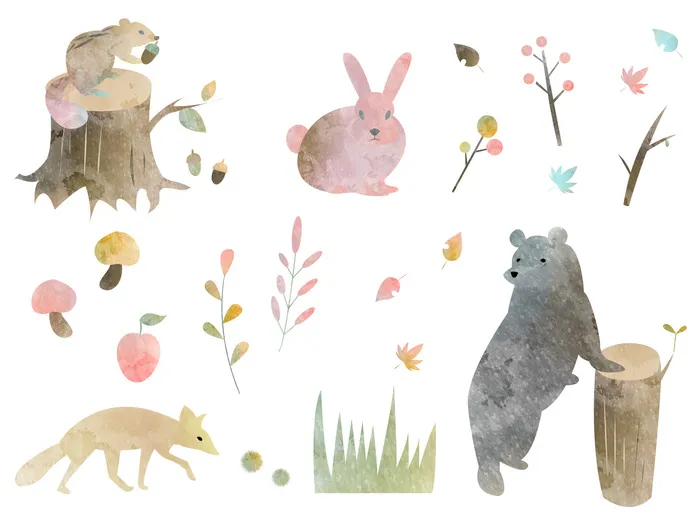 矢量水彩秋天动物ai矢量模版下载