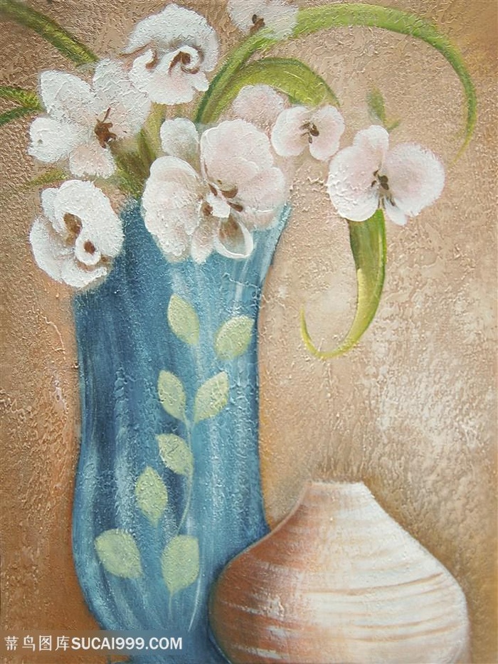 富贵瓶唯美花卉静物插画