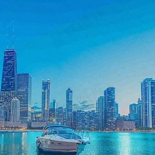 夜晚城市建筑高楼大厦，CBD写字楼