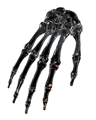 赛博朋克酸性设计风格塑料玻璃透明人体骨骼模型元素_PNG免扣