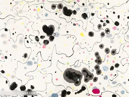 吴冠中手绘水墨斑点线纹装饰画