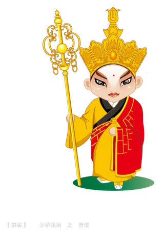 卡通京剧戏剧人物脸谱插画PNG图片 国潮中国风Q版戏剧人物PS素材