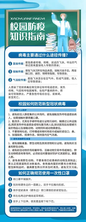 简约卡通大气新冠校园疫情防控X展架