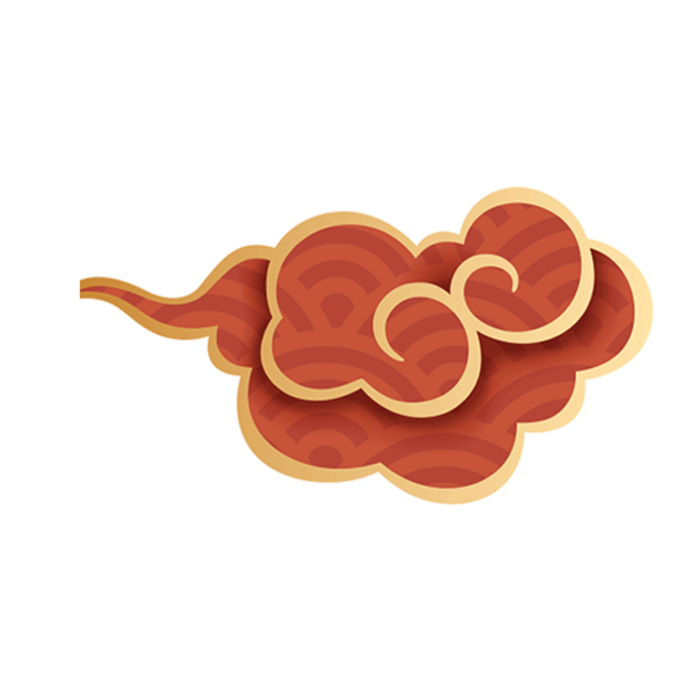 橙色祥云图案免扣png透明素材