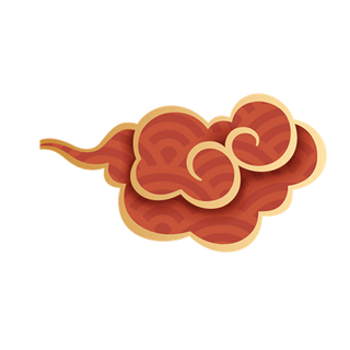 橙色祥云图案免扣png透明素材