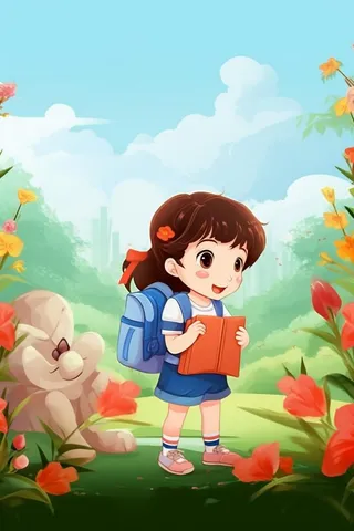 开学学习学生儿童草地背景