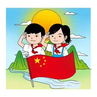 卡通学生爱国人物素材 卡通学生爱国人物素材