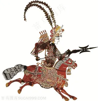 上战场拿枪的将士皮影戏中国风图片