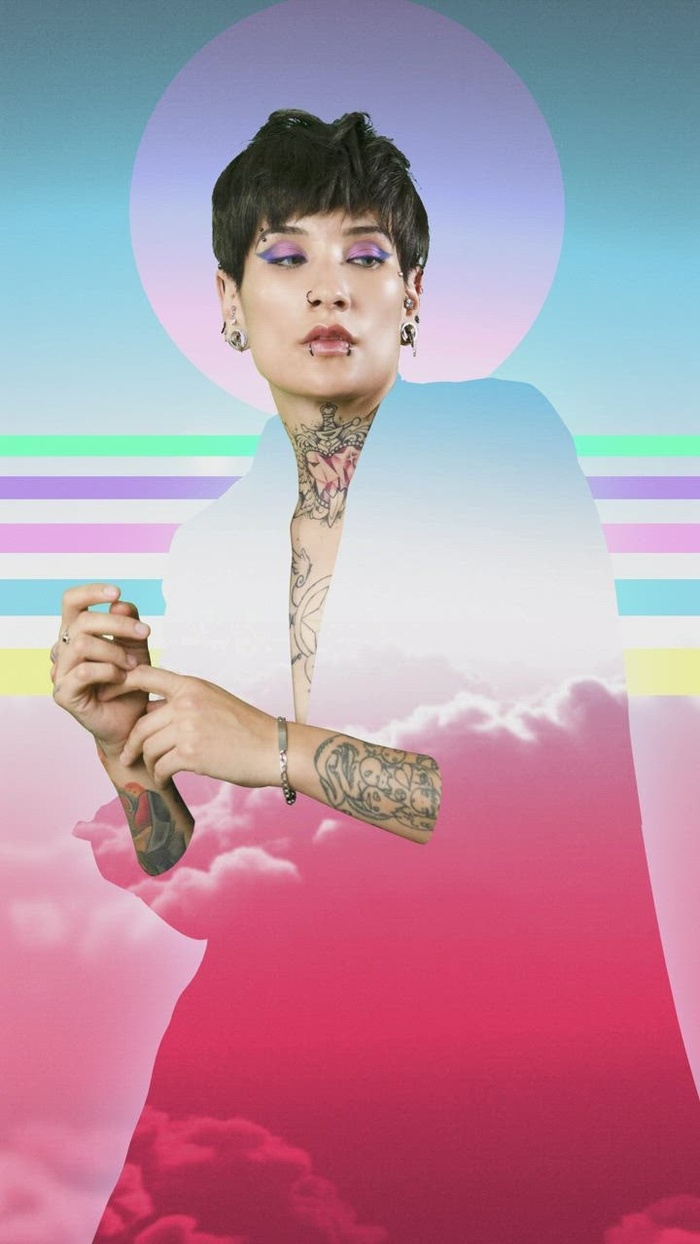 具有柔和色彩的女性运动的抽象图像