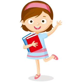 抱着书的卡通女生