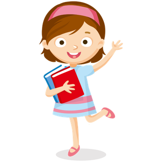 抱着书的卡通女生